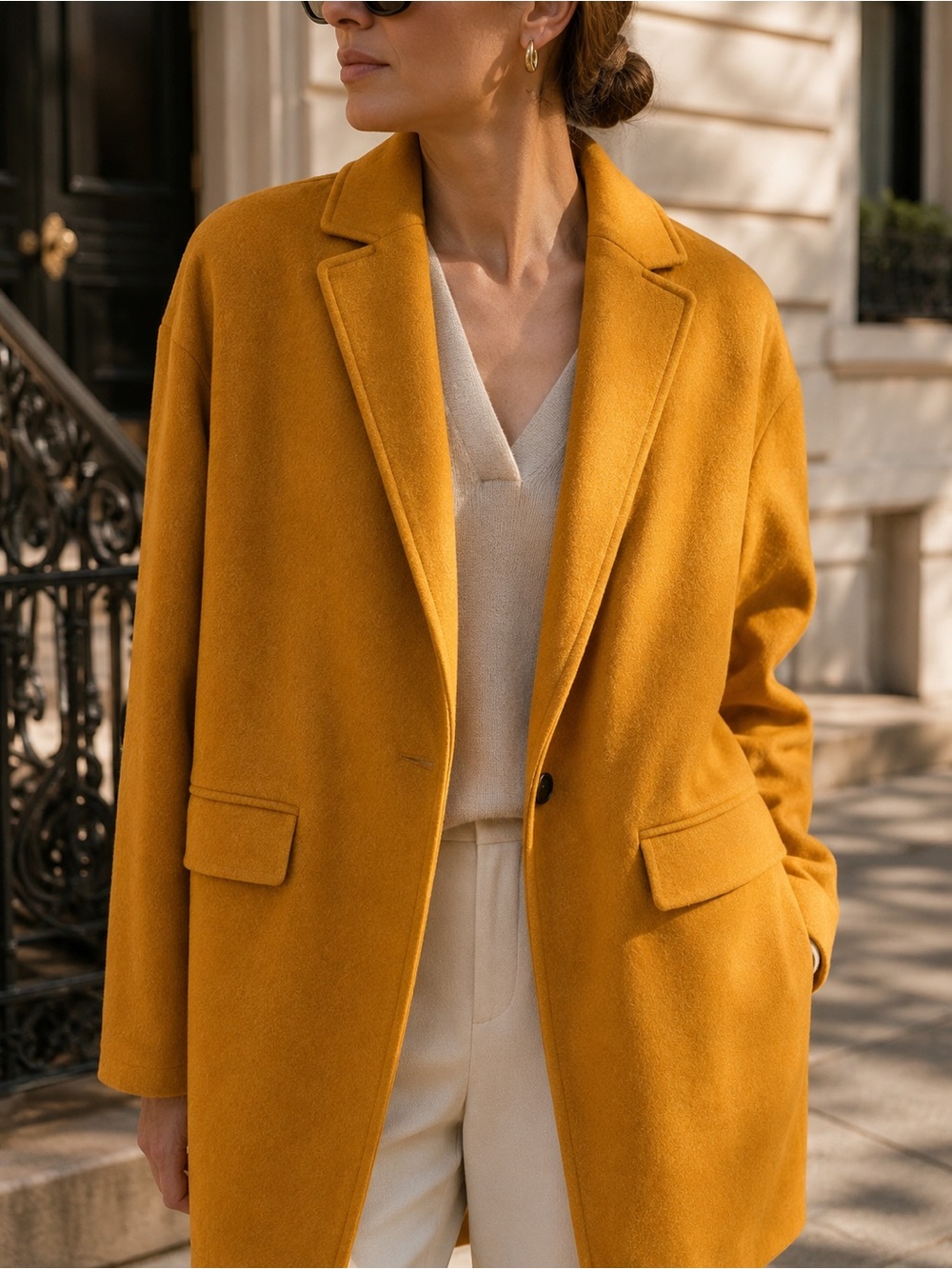 NWT!! Topshop Lily Knit Back Midi Coat 🧥 | Mustard | Size 12